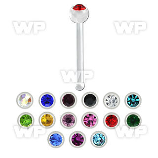 u47z clear acrylic nose bone 0 8mm 2mm round crystal top nose piercing