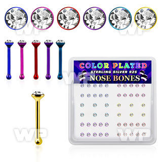 u4a1m4f6 box w silver 925 nose bone color plating in mixed colors nose piercing