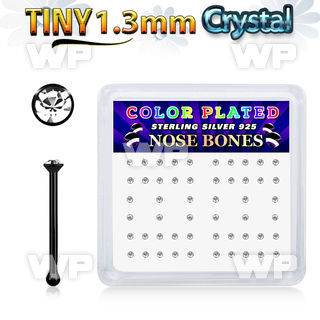 u4a4yf6 box of black plated silver 925 nose bone tiny 1 25mm cle nose piercing