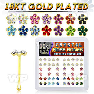 u4db4f3i 18k gold plated silver nose bones color flower