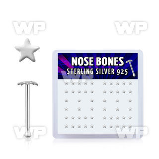 u4f37 box w silver 925 nose bone 2 3mm plain silver star shape nose piercing