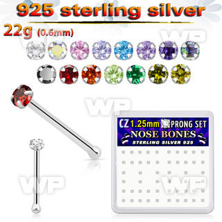 u4g46ek box w silver 925 nose bone tiny 1 25mm clear prong set nose piercing