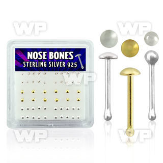 u4jfe box w silver 925 nose bone an of 1 5mm ball shaped top nose piercing