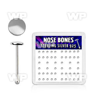 u4jfz box w silver 925 nose bone 2mm flat round tops nose piercing