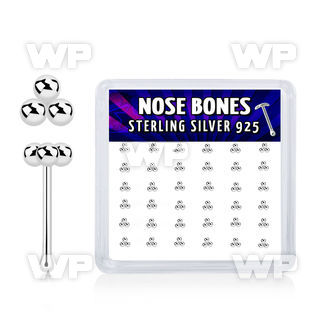 u4r3qzy 925 silver nose pins triple balls top 36pcs