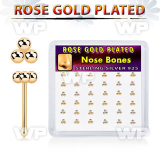 u4r3qzya rose gold finish silver nose pins balls 36pcs