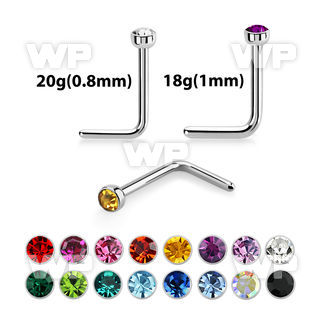 ub6 implant grade steel nose stud 2mm round crystal