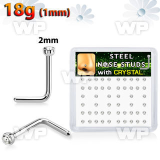 ub6etf6 steel nose pins round clear crystal tops