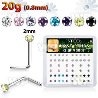 ubgakfj steel nose pins claw set round colored cz
