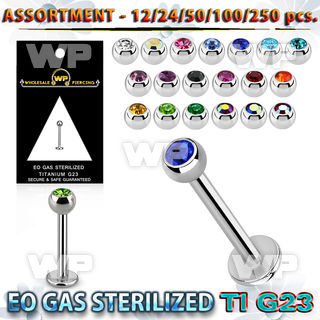 ublk485 eo gas sterilized piercing titanium g23 labret color crystal
