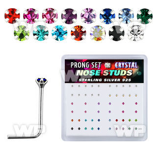 um3j3 box w silver 925 l shaped nose studs 1 4mm round prong nose piercing