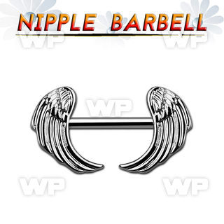 um3xes surgical steel nipple barbell 1 6mm rhodium plated wings nipple piercing