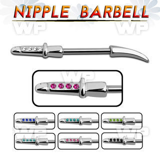 um3xy surgical steel nipple barbell 1 6mm in sword shapecrysta nipple piercing