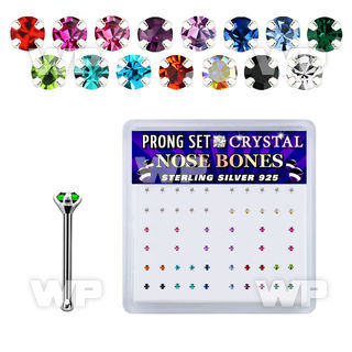 um4j box w silver 925 nose bone 1 5mm round prong set crystal nose piercing