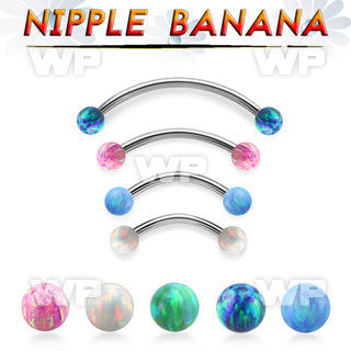 um4u5ms surgical steel nipple banana 5mm synthetic opal balls