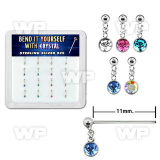 un1jey box w silver 925 un bent nose stud ball shaped top dang belly piercing