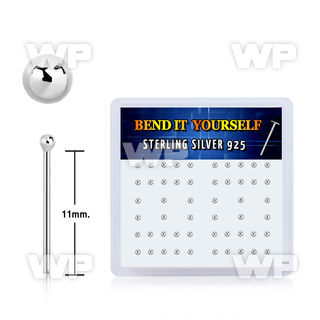 un3q4f box w silver 925 un bent nose stud 1 5mm ball shaped tops belly piercing