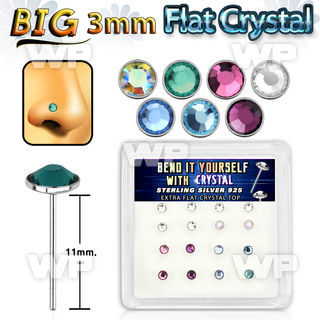 und4eyj box w silver 925 un bent nose stud extra flat round 3mm belly piercing