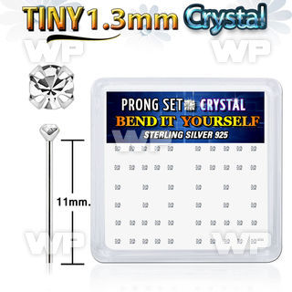unmy6f box w silver 925 bend it nose studs tiny 1 25mm clear nose piercing