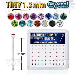 unyjf box w silver 925 bend it nose studs tiny 1 25mm crystal nose piercing