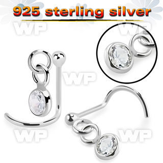 uo1q4ge silver nose screw ball bezel setting dangling cz