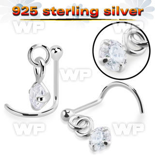 uo1qmge silver nose screw ball claw set dangling cz