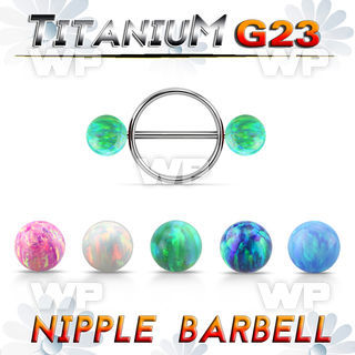 uonpe6 steel nipple shield w titanium barbell w 6mm opal balls