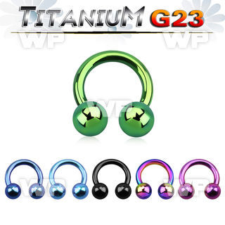 utcbb5 anodized titanium g23 circular barbell, 14g 5mm balls