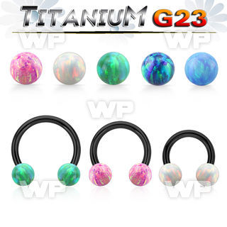 utcbop5 anodized titanium g23 circular barbell 5mm opal balls