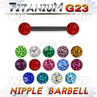 utnpfr5 anodized titanium nipple barbell w multi crystal balls