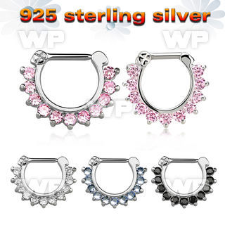 vsepc16 925 silver septum clicker 1.2mm small prong set cz stone