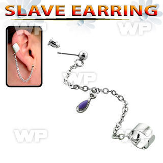 wa1bep steel fake slave helix clip chain vintage style tear belly piercing