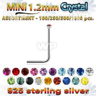 wholesale silver nose stud bulk w mini 1.2mm crystal top