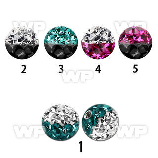 wjdas 5mm ball ferido glued multi crystals in two color design belly piercing