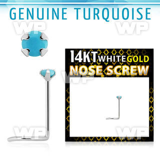 wscge7 14kt white gold nose screw w 2mm prong set turquoise