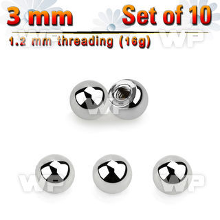 xbal3 pack of 10 pcs of 3mm high polished 316l steel balls