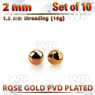 xbtt2 set of 2mm rose gold plated steel balls thread 1.2mm
