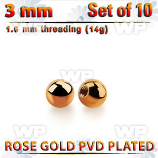 xbtt3g set of 3mm rose gold plated steel balls thread 1.6mm