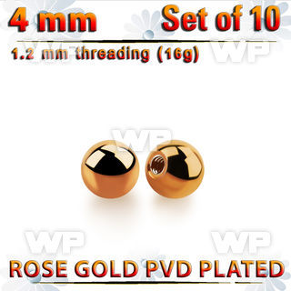 xbtt4s set of 4mm rose gold plated steel balls thread 1.2mm