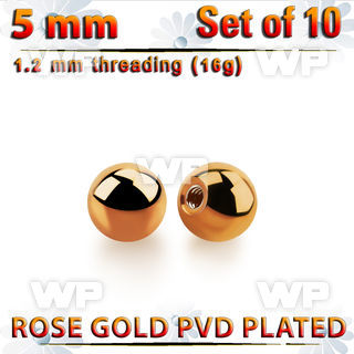 xbtt5s set of 5mm rose gold plated steel balls thread 1.2mm