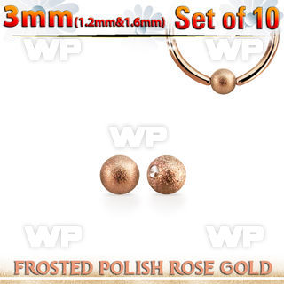 xdpfobr3 set w 10 3mm rose gold steel dimple balls frosted surface