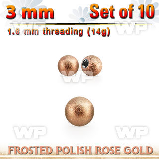 xfobtt3g rose gold 316l steel ball w frosted surface 3mm x 1.6mm