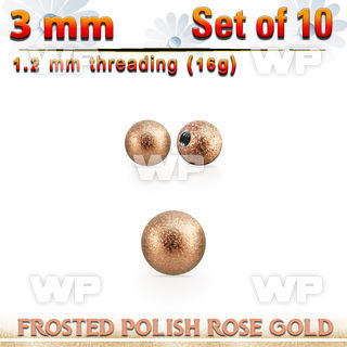 xfobtt3s rose gold 316l steel ball w frosted surface 3mm x 1.2mm