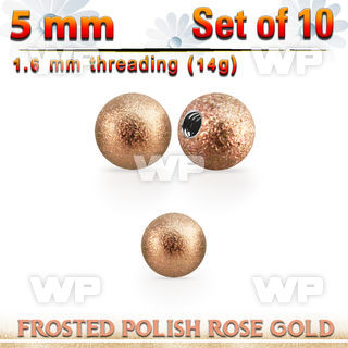 xfobtt5g rose gold 316l steel ball w frosted surface 5mm x 1.6mm