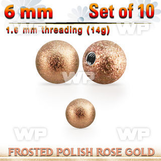 xfobtt6g rose gold 316l steel ball w frosted surface 6mm x 1.6mm