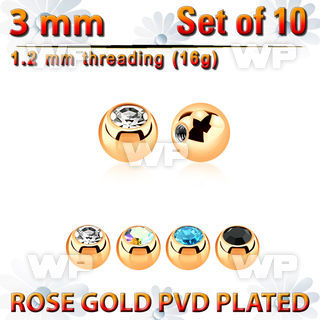 xjbtt3s pack 3mm x 1.2mm rose gold steel ball bezel set crystal