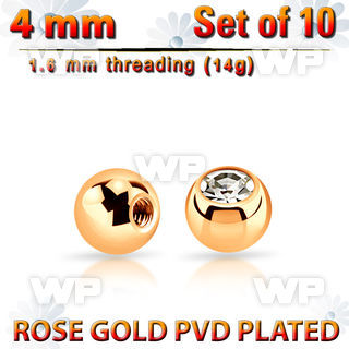 xjbtt4g pack 4mm x 1.6mm rose gold pvd ball w bezel set crystal