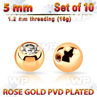 xjbtt5s pack 5mm x 1.2mm rose gold steel ball bezel set crystal