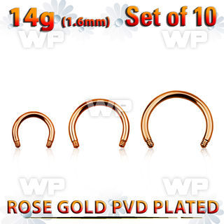 xttcb14g set w rose gold steel circular barbell post thread 1.6mm