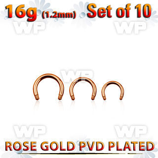 xttcb16g set w rose gold steel circular barbell post thread 1.2mm